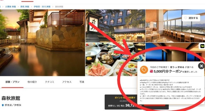 ウェルトリップタカが獲得した5000円クーポン