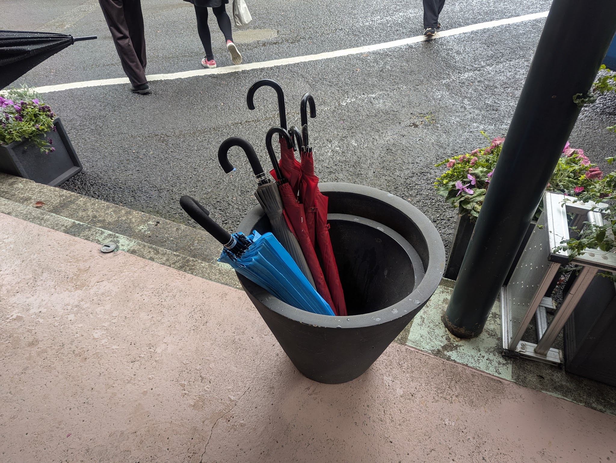 入口に置かれた傘